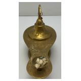 Vintage Etched Brass Aladdin Genie Style Oil Lamp 4" x 5" x 9"