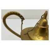 Vintage Etched Brass Aladdin Genie Style Oil Lamp 4" x 5" x 9"