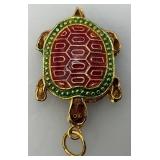 Unique Vintage Enameled Turtle Necklace Pendant 1 1/4"