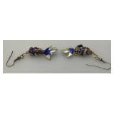 Vintage Cloisonne Fish 1 1/4" Earrings
