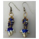 Vintage Cloisonne Fish 1 1/4" Earrings