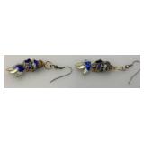 Vintage Cloisonne Fish 1 1/4" Earrings