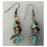 Vintage Cloisonne Fish 1 1/4" Earrings