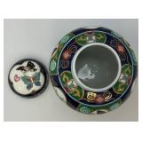 Japanese Vintage Ginger Jar With Lid And Paper Japan Label 5" x 5 3/4"
