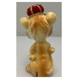 Vintage Porcelain Lion Pin Cushion Scissor Sewing Tool Holder 6"