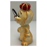 Vintage Porcelain Lion Pin Cushion Scissor Sewing Tool Holder 6"