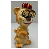 Vintage Porcelain Lion Pin Cushion Scissor Sewing Tool Holder 6"