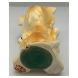 Vintage Porcelain Lion Pin Cushion Scissor Sewing Tool Holder 6"