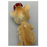 Vintage Porcelain Lion Pin Cushion Scissor Sewing Tool Holder 6"