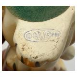 Vintage Porcelain Lion Pin Cushion Scissor Sewing Tool Holder 6"