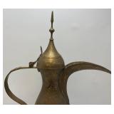 Very Large Heavy Etched Brass Antique Middle Eastern Dallah Coffee/Tea Pot Arabic 31" Tall