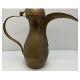 Very Large Heavy Etched Brass Antique Middle Eastern Dallah Coffee/Tea Pot Arabic 31" Tall