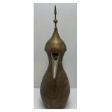 Very Large Heavy Etched Brass Antique Middle Eastern Dallah Coffee/Tea Pot Arabic 31" Tall