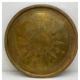 Very Large 30 1/4" Heavy Etched Brass Serving Tray Arabic