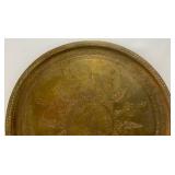 Very Large 30 1/4" Heavy Etched Brass Serving Tray Arabic