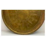 Very Large 30 1/4" Heavy Etched Brass Serving Tray Arabic