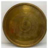 Very Large 30 1/4" Heavy Etched Brass Serving Tray Arabic