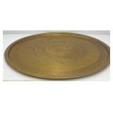 Very Large 30 1/4" Heavy Etched Brass Serving Tray Arabic