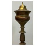 Huge Antique Middle Eastern Arabian Etched Brass Hookah Pipe 55" Tall Multi-Colored With Corded Hose And Mouthpiece