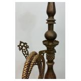 Huge Antique Middle Eastern Arabian Etched Brass Hookah Pipe 55" Tall Multi-Colored With Corded Hose And Mouthpiece