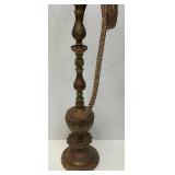 Huge Antique Middle Eastern Arabian Etched Brass Hookah Pipe 55" Tall Multi-Colored With Corded Hose And Mouthpiece