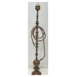 Huge Antique Middle Eastern Arabian Etched Brass Hookah Pipe 55" Tall Multi-Colored With Corded Hose And Mouthpiece