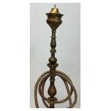 Huge Antique Middle Eastern Arabian Etched Brass Hookah Pipe 55" Tall Multi-Colored With Corded Hose And Mouthpiece