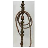 Huge Antique Middle Eastern Arabian Etched Brass Hookah Pipe 55" Tall Multi-Colored With Corded Hose And Mouthpiece