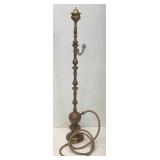Huge Antique Middle Eastern Arabian Etched Brass Hookah Pipe 55" Tall Multi-Colored With Corded Hose And Mouthpiece