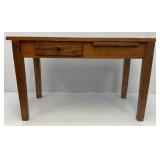 Vintage Primitive Solid Oakl 16" x 20" x 33" Kids Desk With Drawer And Pullout