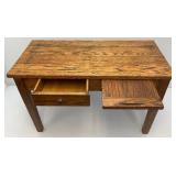 Vintage Primitive Solid Oakl 16" x 20" x 33" Kids Desk With Drawer And Pullout