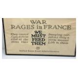20" x 30" Framed Behind Glass Wartime United States Food Administration "War Rages In France, We Must Feed Them" Poster