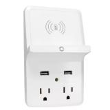PRIME Lot of 2-Outlet Wireless-Charging-Dock Wall Tap with 2 USB Ports MSRP $34.29