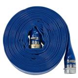 NorthStar Water Pump Discharge Hose, 2in. x 50ft. Max. PSI 80, PVC, Lays Flat, Industrial-Grade Aluminum Couplings (untested) MSRP $80