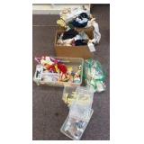 material scraps, buttons, ribbon and trim