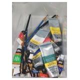 paints, paint trays and paint brushes