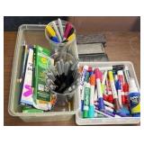 dry erasers, dry erase markers, pencils and Sharpies