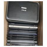 box of broken Chromebooks