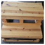 wooden display shelves