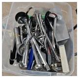 Bucket of kitchen utensils