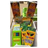 brand new packs of colored pencils, approximately 30 packages