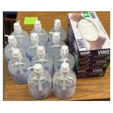 hand sanitizer -11 bottles, 3 boxes of medium vinyl gloves
