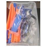 2 totes of miscellaneous items and flashlights