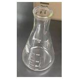 box of glass beakers