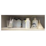 shelf of bottles and test tubes