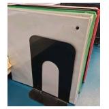 binders and bookshelf
