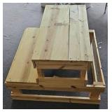 wooden display shelves