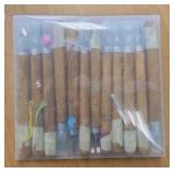 plastic container of wood carving supplies