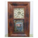 19th Century Antique "Extra Brass" Wall Clock - H. Welton & Company w/Hand Painted Scene