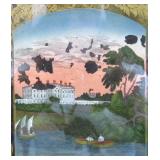 19th Century Antique "Extra Brass" Wall Clock - H. Welton & Company w/Hand Painted Scene